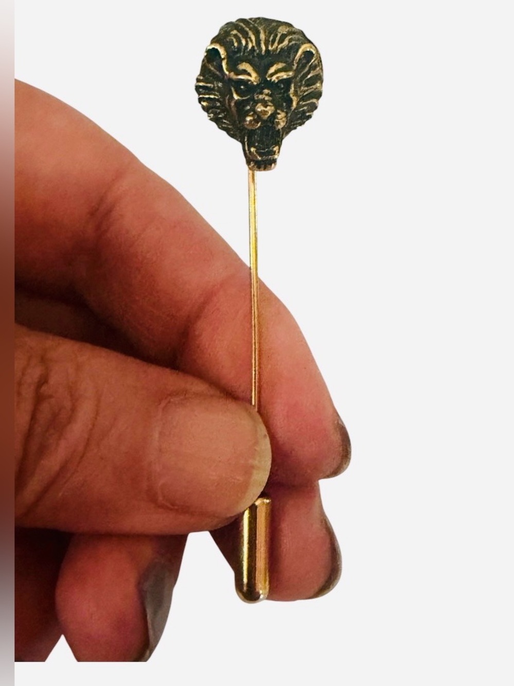 Vintage Gold Tone Lion Head Stick Pin